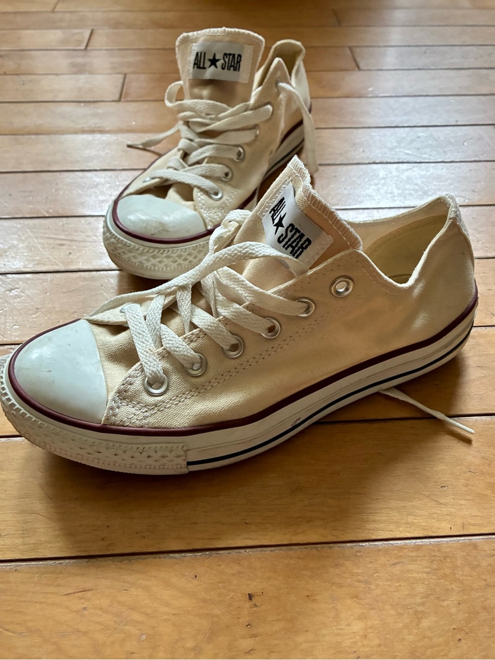Converse Low Top Canvas Sneakers - Cream with White Accents